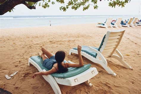 Woman Smiling Resort Sea Lying Ocean Sunbed Girl Lifestyle Sand Beach