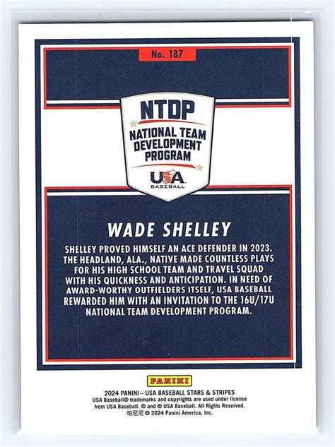 2024 Panini Stars Stripes USA Baseball 187 Wade Shelley EBay