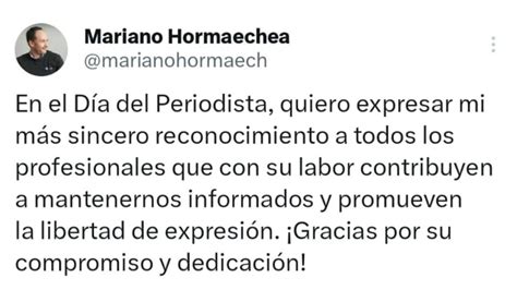 Intendente Mariano Hormaechea Saluda A Los Periodistas En Su D A