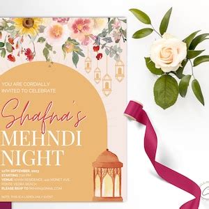 Editable Mehndi Invite Personalized Henna Invitation Template