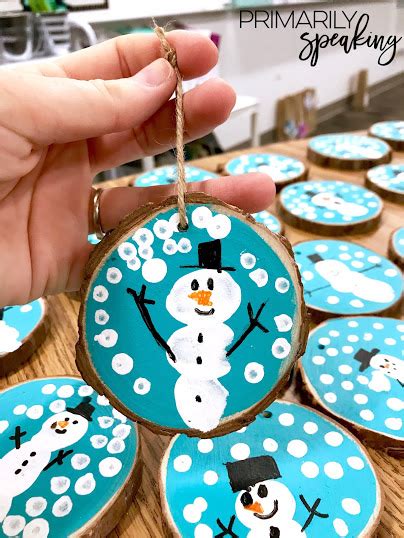 Wood Slice Snowman Ornaments Tutorial Primarily Speaking