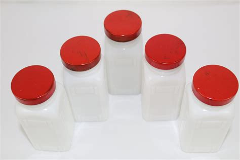 Vintage Milk Glass Jars / Griffith's Spice Jars / Spice Storage