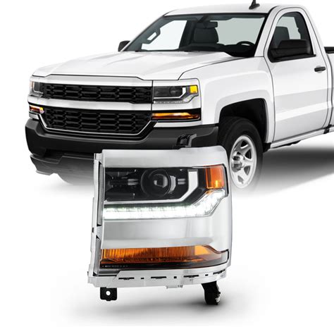 Akkon Fits 2016 2019 Chevy Silverado 1500 [hid Xenon Type] Projector Chrome Headlights With