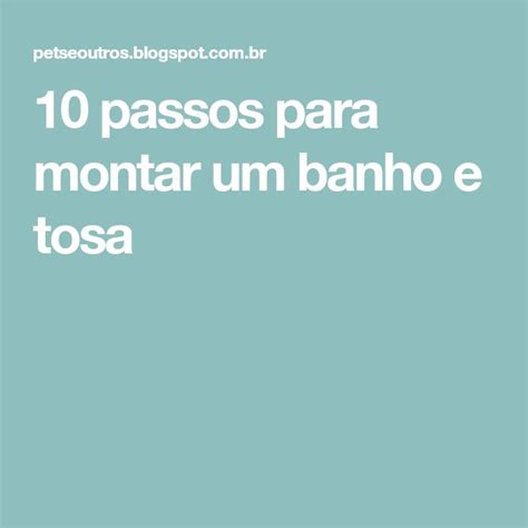 Passos Para Montar Um Banho E Tosa Banho E Tosa Passo A Passo Banho