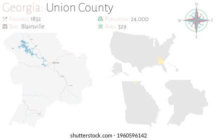 Large Detailed Map Union County Georgia Stock Vector (Royalty Free ...