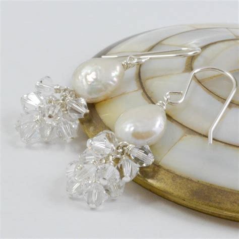 Swarovski Crystal And Freshwater Pearl Earrings By Vivien J