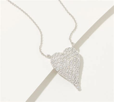 Diamonique X Jennifer Miller Mini Pave Heart Necklace W Box QVC