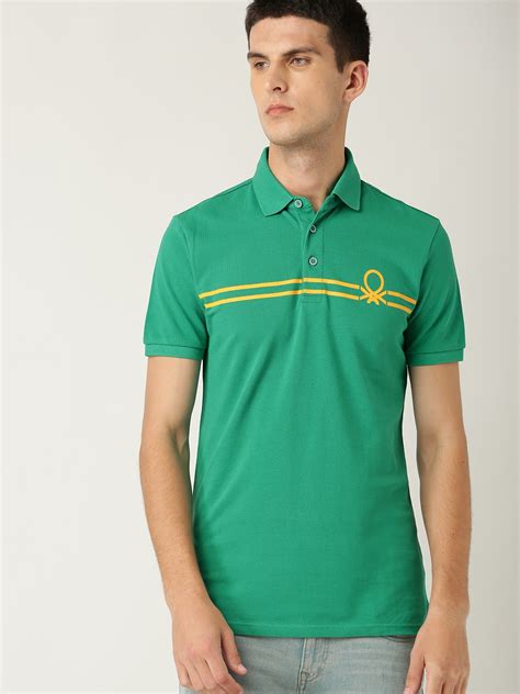 Buy United Colors Of Benetton Men Green Solid Polo Collar T Shirt Tshirts For Men 10336187