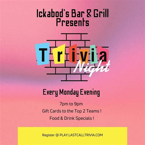 🎉 Join The Fun At Ickabods Last Call Trivia Night In Beaverton 🍻🍴