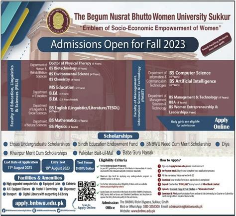 Begum Nusrat Bhutto Women University Sukkur BNBWU Undergraduate