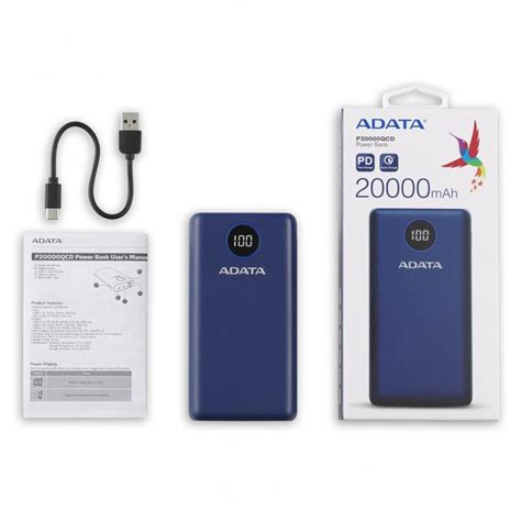 ADATA P20000QCD Powerbank 20000mAh Mėlyna modelis AP20000QCD DGT CDB