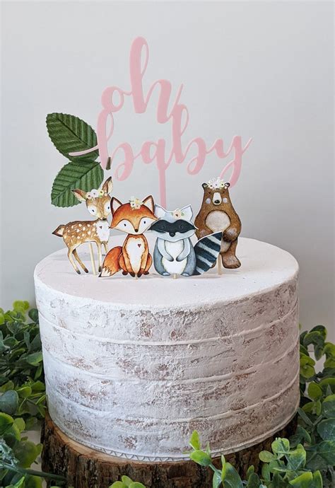 Woodland Oh Baby Cake Topper Woodland Baby Shower Etsy