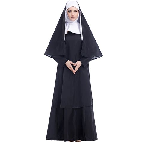 Adult Ladies Black Nun Cosplay Fancy Dresses 2017 Brand New Wench Women