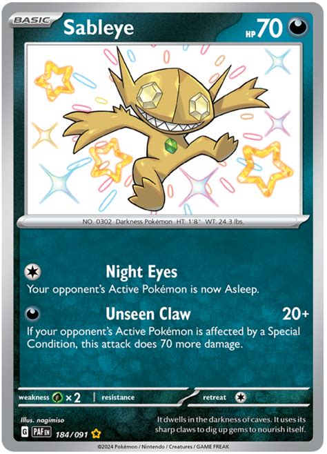 Sableye Paldean Fates 184 Pokemon Card