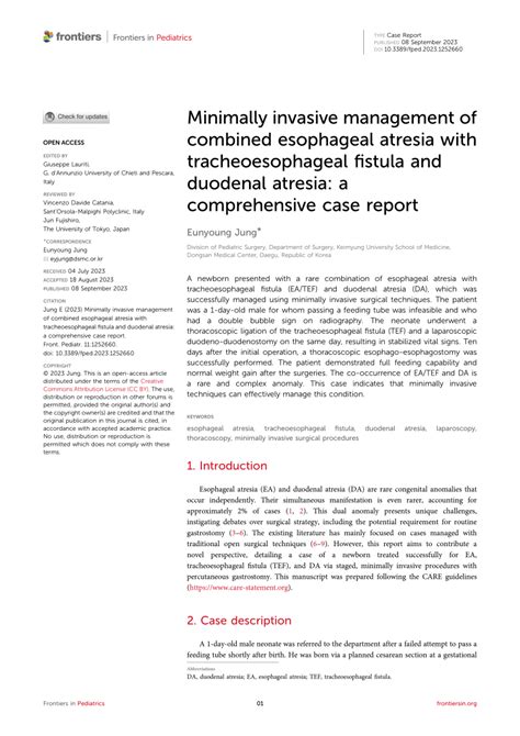 Pdf Minimally Invasive Management Of Combined Esophageal Atresia With Tracheoesophageal