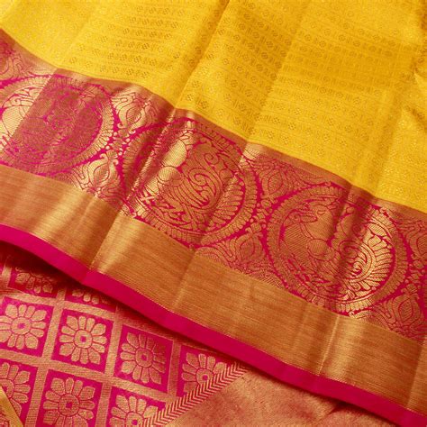 Buy Yellow Pink Kanchipuram Silk Saree Online Bangalore India