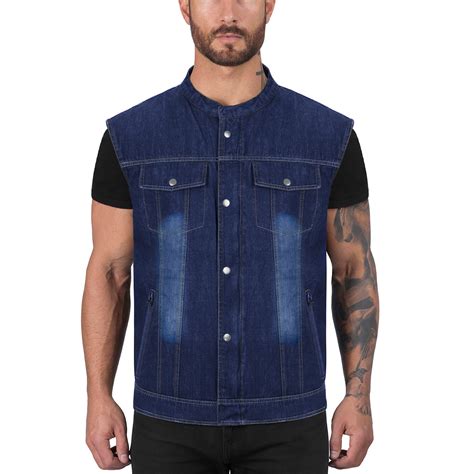 Viking Cycle Blue Denim Motorcycle Vest For Men