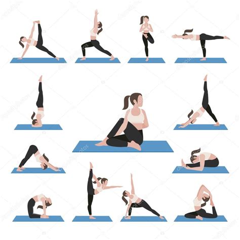 Conjunto De Exerc Cios Yoga Posturas Ilustra O Vetorial Exercices