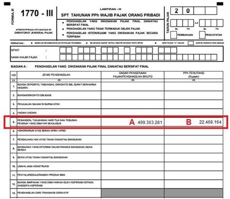 Contoh Pengisian Spt Tahunan Pph Wajib Pajak Orang Pribadi