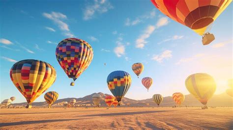 Premium Photo Colorful Hot Air Balloons Floating In A Serene Sky At