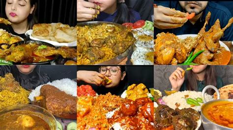 ASMR EATING WHOLE DUCK CURRY WHOLE CHICKEN CURRY MUTTON NALLI EGG CURRY