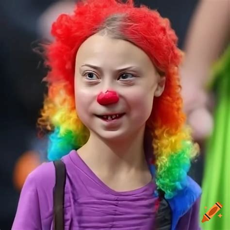 Greta Thunberg In Clown Costume Laughing On Craiyon