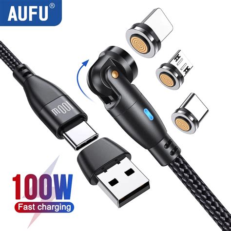 AUFU C Ble Micro USB Type C Magn Tique 100W 5A Charge Rapide Cordon De