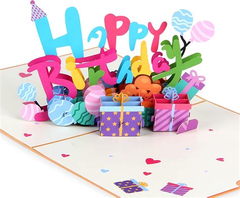 Felezon Colorful Happy Birthday 3d Pop Up Greeting Card