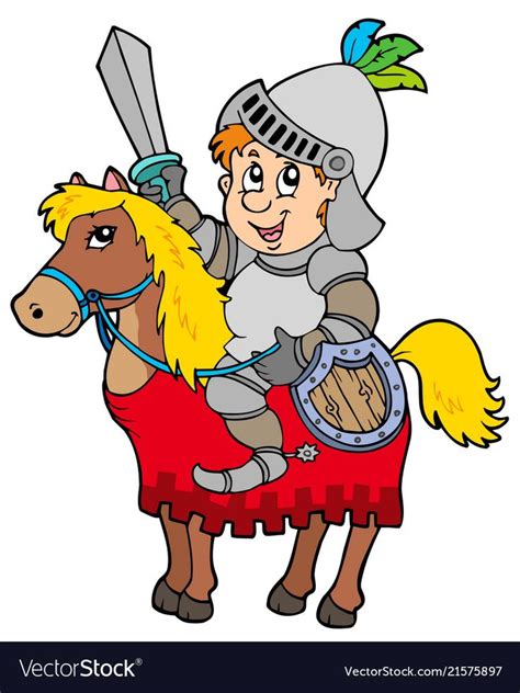 Cartoon Knight Sitting On Horse Vector Image On Vectorstock In 2023