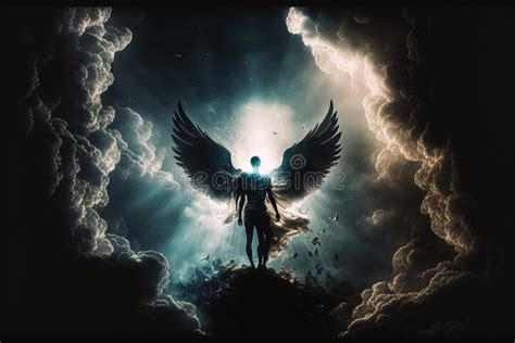 Generative Ai Illustration Of Angel In Heaven Afterlife Concept Stock Illustration