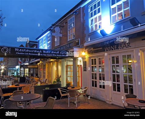 Wine bars Restaurants Stockton Heath Warrington at dusk England UK Stock Photo - Alamy