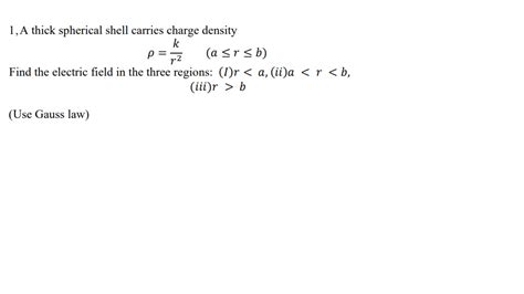 Solved 1a Thick Spherical Shell Carries Charge Density Pat