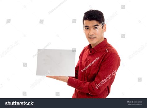 Stylish Brunette Male Model Red Shirt Stock Photo Shutterstock