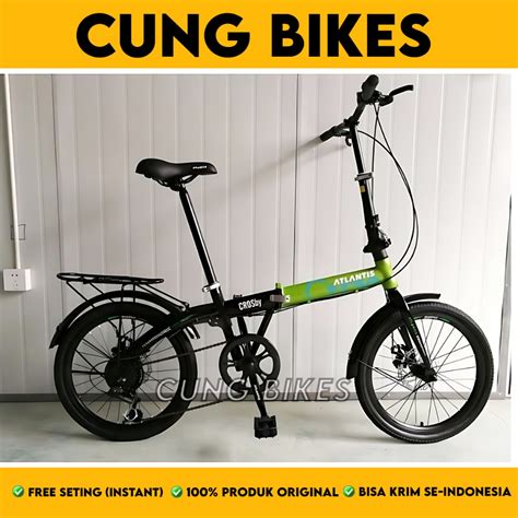 Jual Sepeda Lipat 16 20 Inch ATLANTIS CROSBY Double Cakram 7 Speed