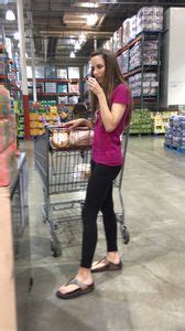 Skinny Brunette Shopping In Leggings VPL SexyCandidGirls Top