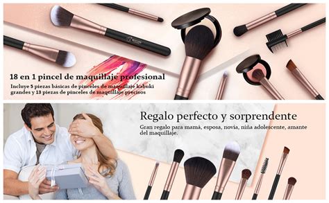 Bestope Brochas De Maquillaje Profesional 18 Piezas Pinceles De Maquillaje De Fibra Sintética