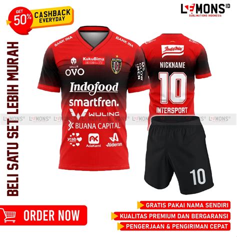 Jual JERSEY BAJU BOLA BALI UNITED TERBARU GRATIS PAKAI NAMA DAN NOMOR