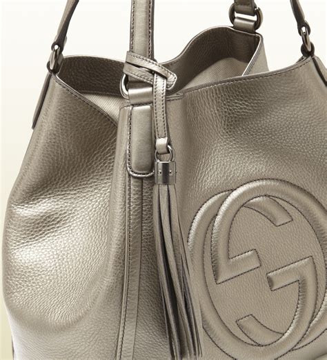 Soho Leather Handbag Gucci Metallic In Leather IUCN Water