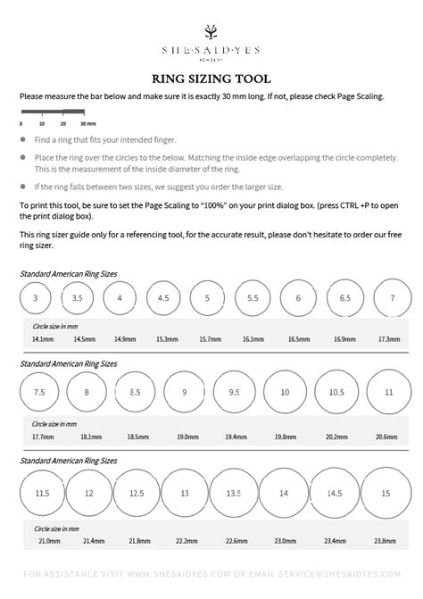 Printable Ring Size Chart Printable Ring Size Chart Ring 42 Off