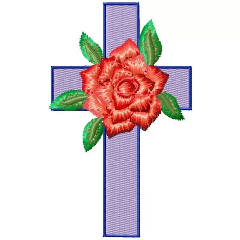 Red Rose Cross Machine Embroidery Design