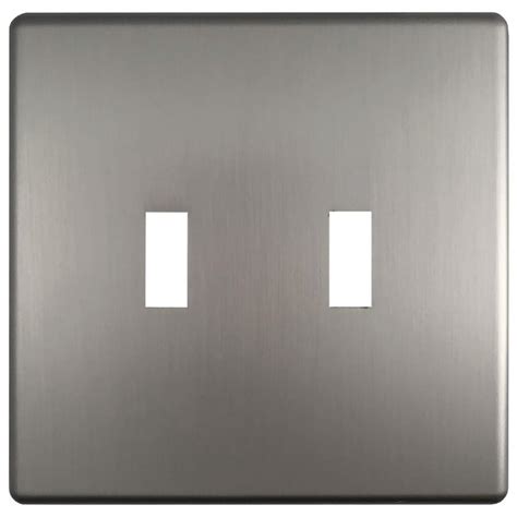 Hampton Bay Kentley Screwless Steel 2 Toggle Wall Plate Brushed Nickel