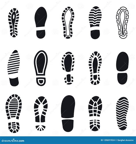 Shoes Footprint Silhouette Vector Set Stock Vector Illustration Of