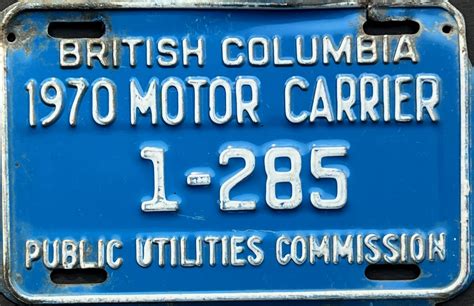 1970 British Columbia Motor Carrier Jeffs License Plates