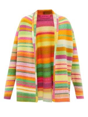 The Elder Statesman Striped Cashmere Cardigan Womens Open Front Drop