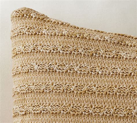 Massey Faux Natural Fiber Outdoor Lumbar Throw Pillow Pottery Barn