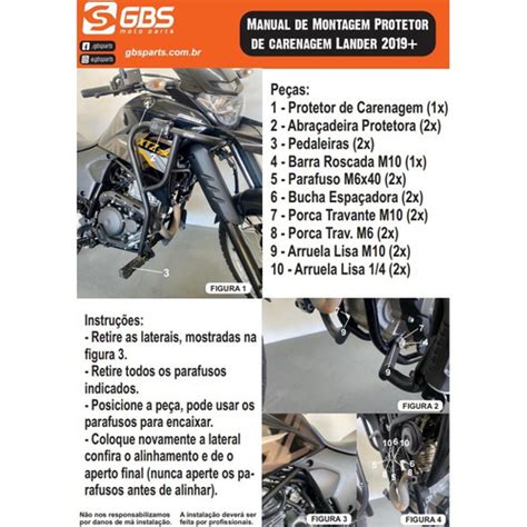 Protetor Carenagem Motor Gbs C Pedaleira Xtz Lander Em