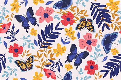 Premium Vector Seamless Pattern With Moths And Leaves Vector Graphics