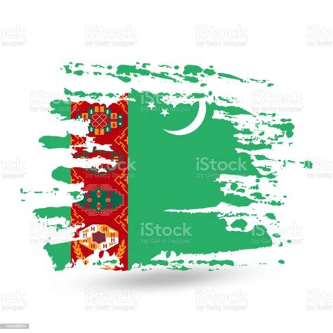 Grunge Brush Stroke With Turkmenistan National Flag Stock Illustration