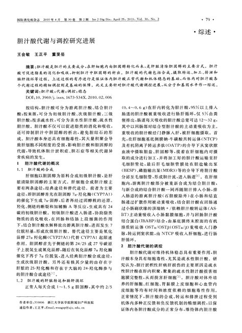 胆汁酸代谢与调控研究进展word文档在线阅读与下载无忧文档