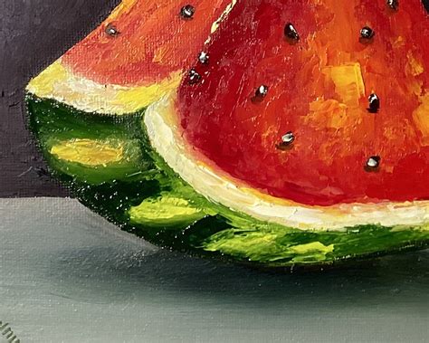Watermelon Slice Painting Watermelon Wall Art Botanical Art Small